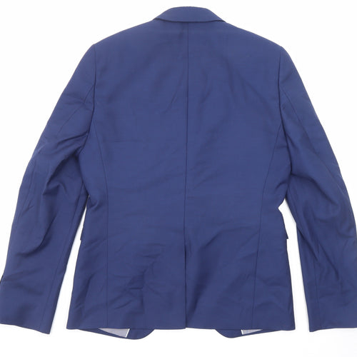 Burton Mens Blue Polyester Jacket Suit Jacket Size 38 Regular