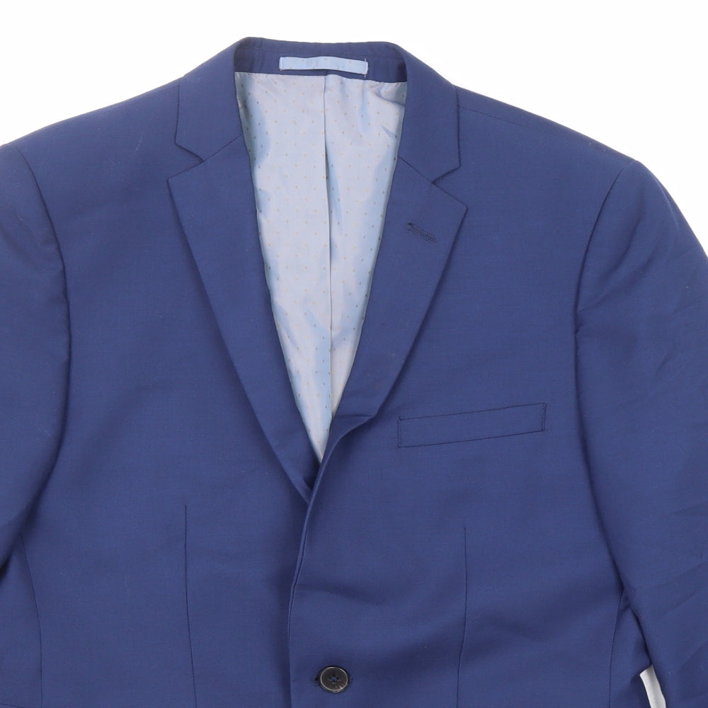 Burton Mens Blue Polyester Jacket Suit Jacket Size 38 Regular