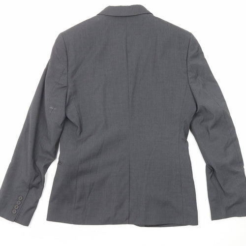 H&M Womens Grey Polyester Jacket Suit Jacket Size 18