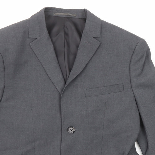 H&M Womens Grey Polyester Jacket Suit Jacket Size 18