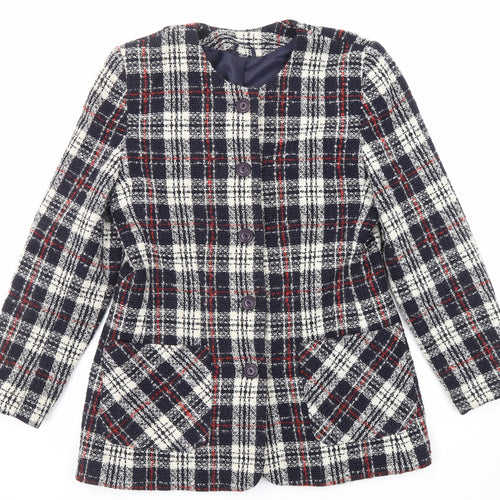 Debenhams Womens Multicoloured Plaid Pea Coat Coat Size 14 Button