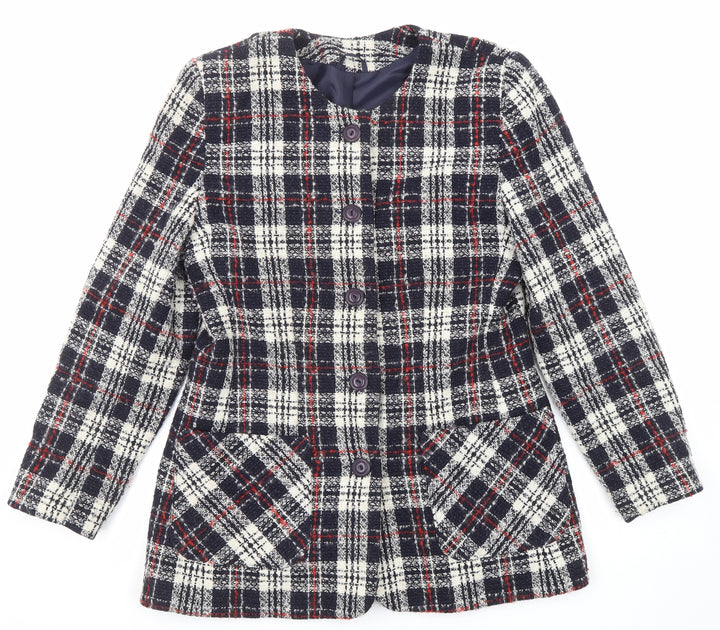 Debenhams Womens Multicoloured Plaid Pea Coat Coat Size 14 Button