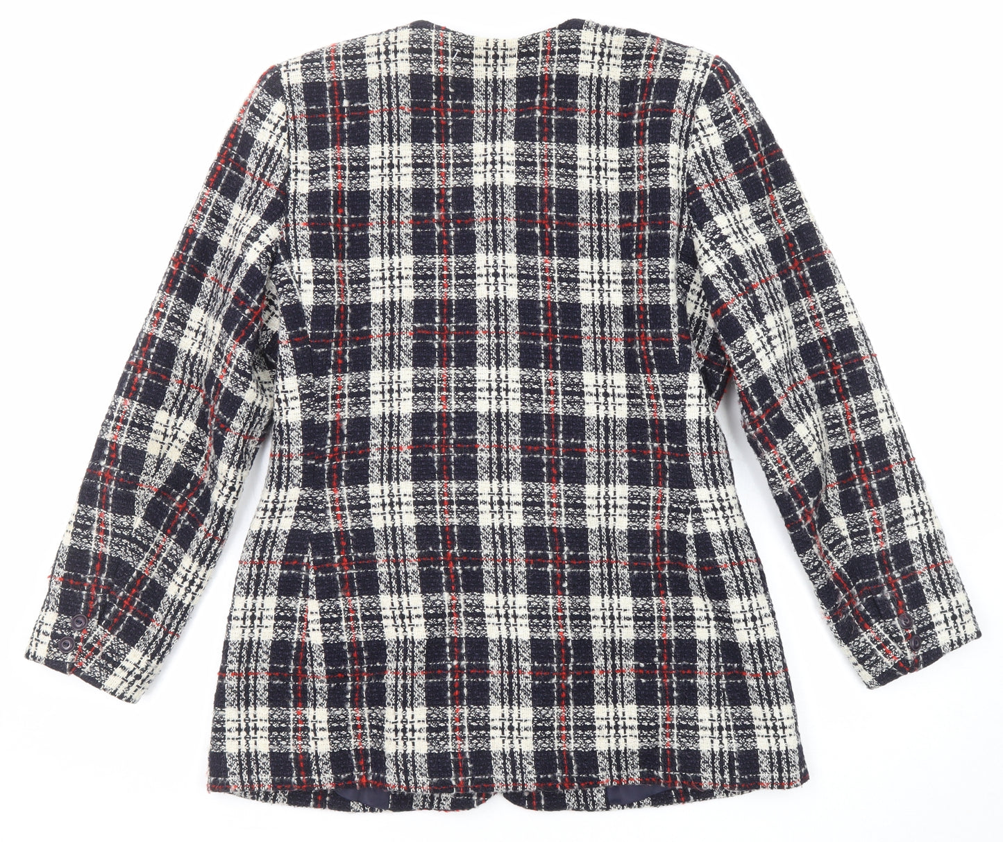 Debenhams Womens Multicoloured Plaid Pea Coat Coat Size 14 Button