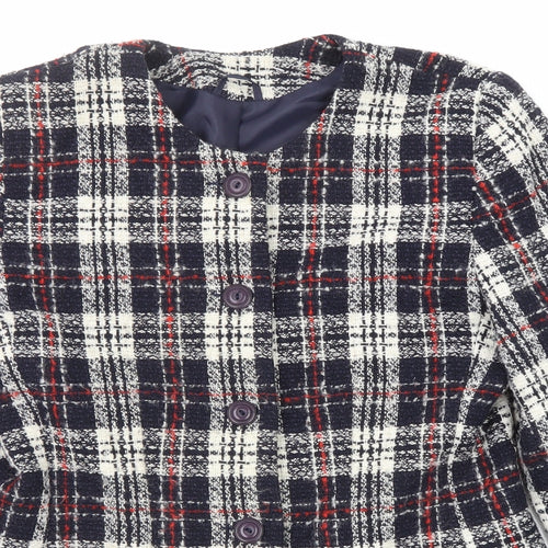Debenhams Womens Multicoloured Plaid Pea Coat Coat Size 14 Button
