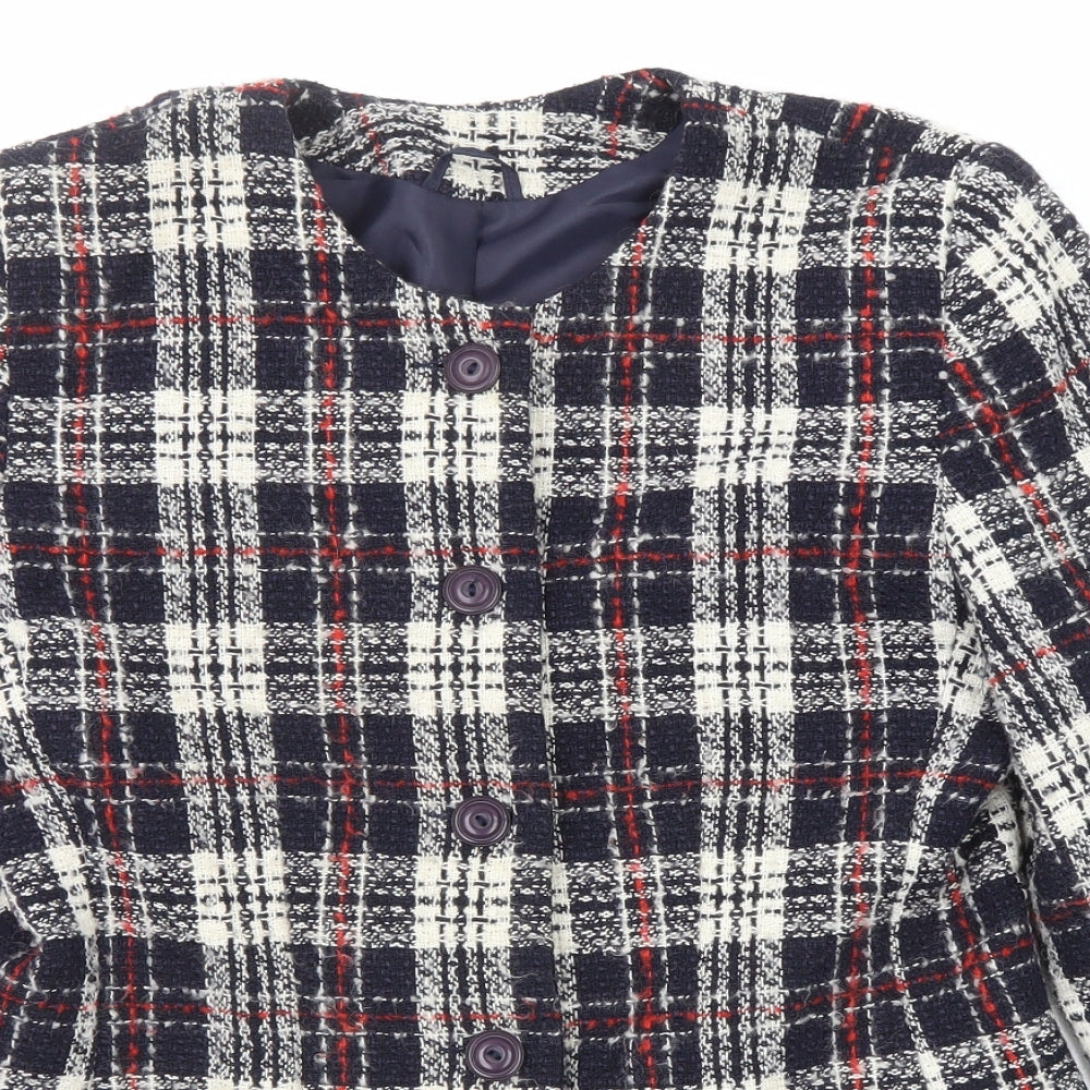 Debenhams Womens Multicoloured Plaid Pea Coat Coat Size 14 Button