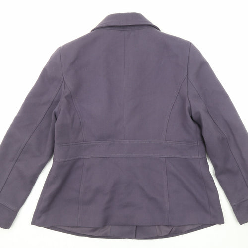 Marks and Spencer Womens Purple Pea Coat Coat Size 14 Button