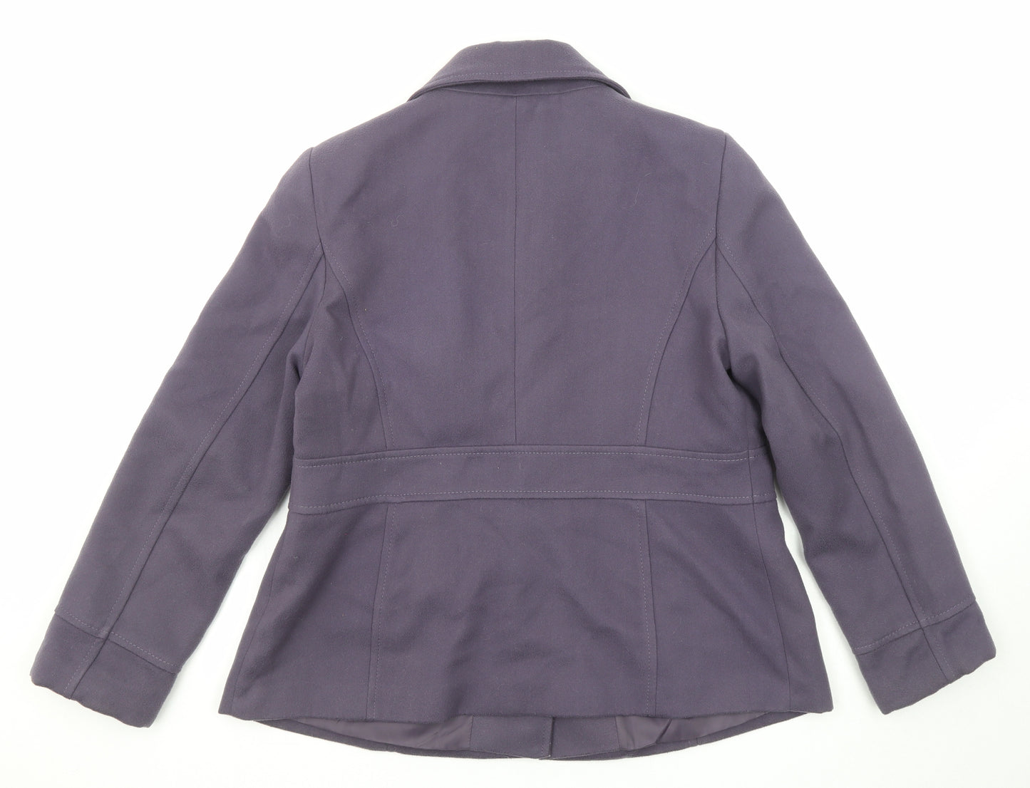 Marks and Spencer Womens Purple Pea Coat Coat Size 14 Button