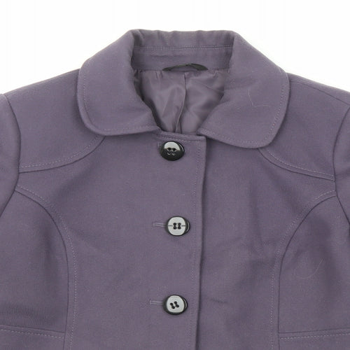 Marks and Spencer Womens Purple Pea Coat Coat Size 14 Button