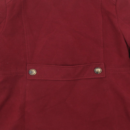 Debenhams Womens Red Pea Coat Coat Size 14 Button