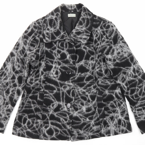 Finnkarelia Womens Black Geometric Jacket Size 16 Button