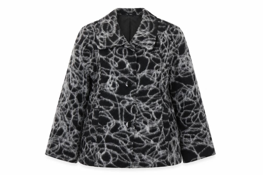 Finnkarelia Womens Black Geometric Jacket Size 16 Button