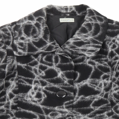 Finnkarelia Womens Black Geometric Jacket Size 16 Button