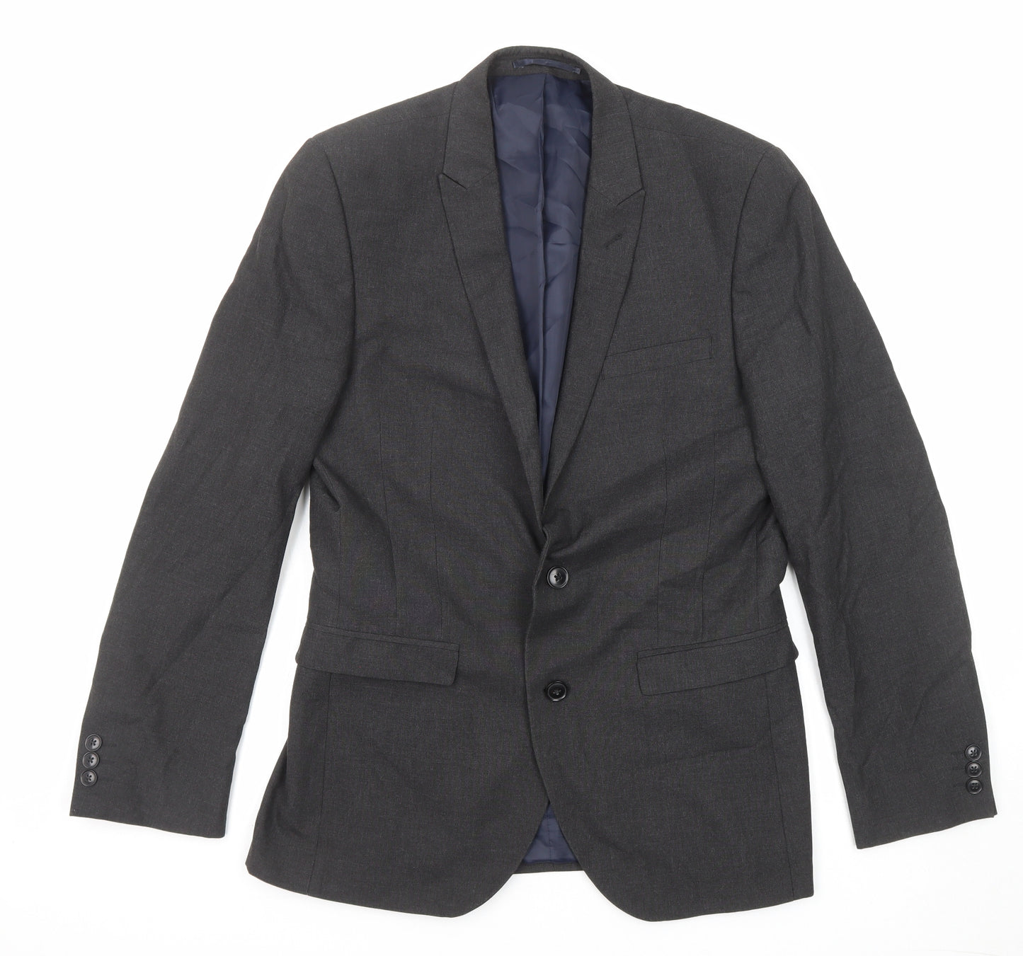 NEXT Mens Grey Polyester Jacket Suit Jacket Size 38 Regular