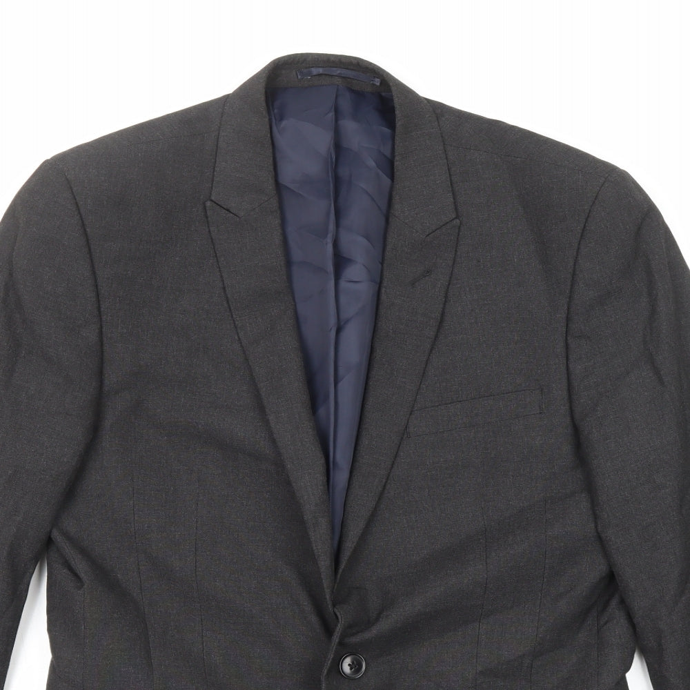 NEXT Mens Grey Polyester Jacket Suit Jacket Size 38 Regular