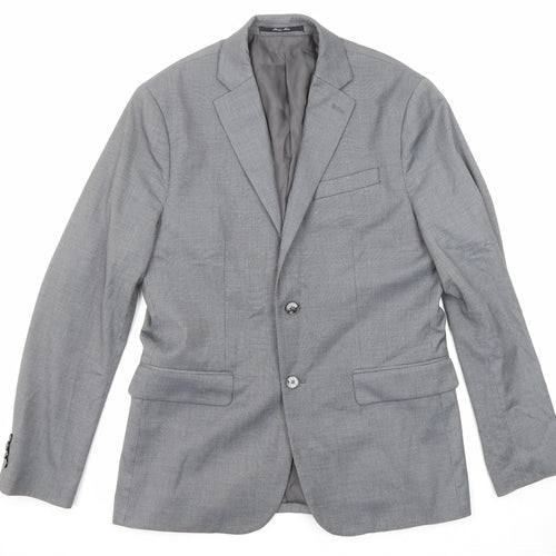 Mango Mens Grey Polyester Jacket Suit Jacket Size 40 Regular