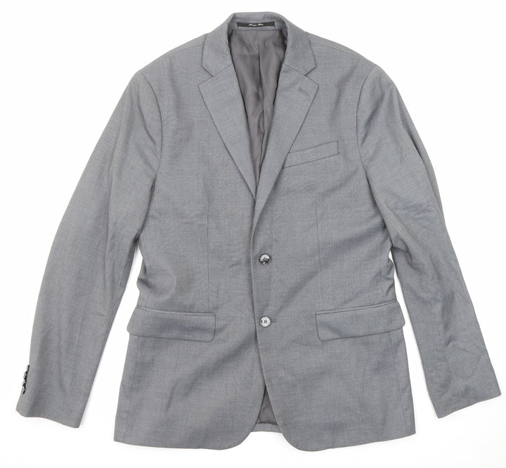 Mango Mens Grey Polyester Jacket Suit Jacket Size 40 Regular