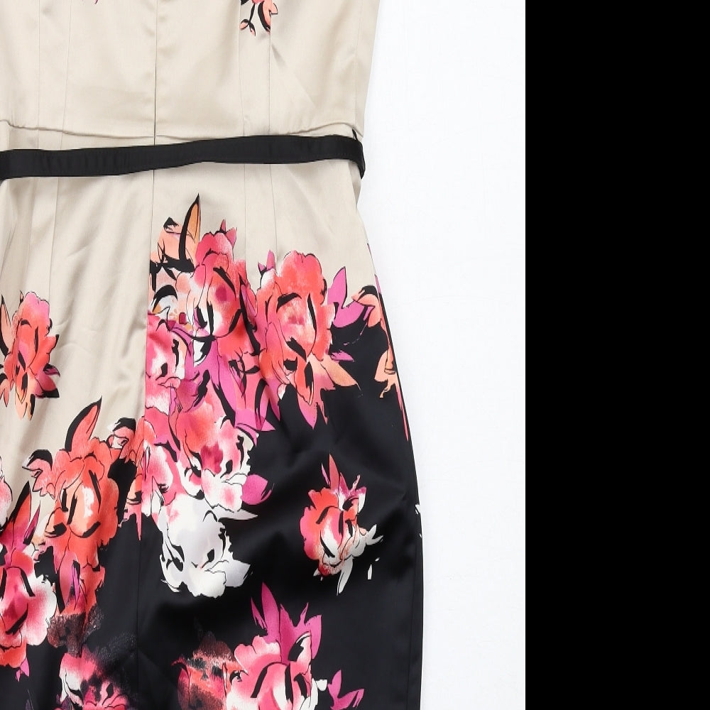 Coast Womens Multicoloured Floral Polyester A-Line Size 12 Square Neck Zip