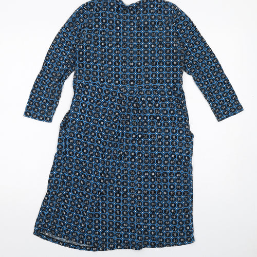 JoJo Maman Bébé Womens Blue Geometric Viscose A-Line Size M V-Neck Pullover