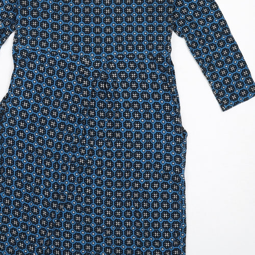 JoJo Maman Bébé Womens Blue Geometric Viscose A-Line Size M V-Neck Pullover
