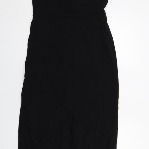 Marks and Spencer Womens Black Viscose A-Line Size 16 Off the Shoulder Zip