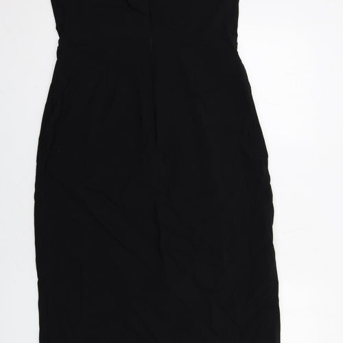 Marks and Spencer Womens Black Viscose A-Line Size 16 Off the Shoulder Zip