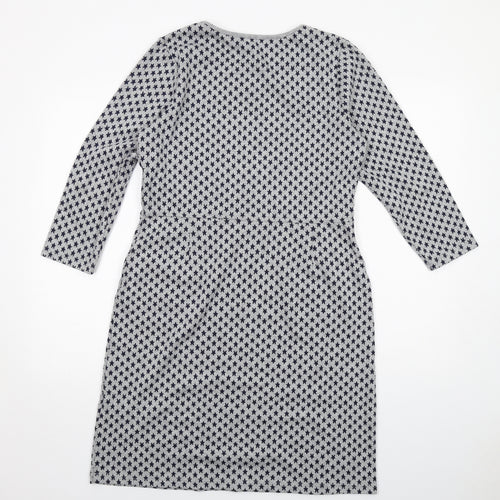 Joules Womens Grey Geometric Polyester Jumper Dress Size 12 Round Neck Pullover