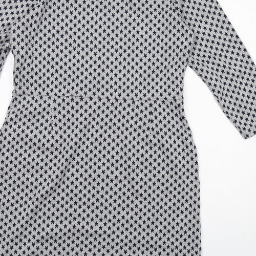 Joules Womens Grey Geometric Polyester Jumper Dress Size 12 Round Neck Pullover