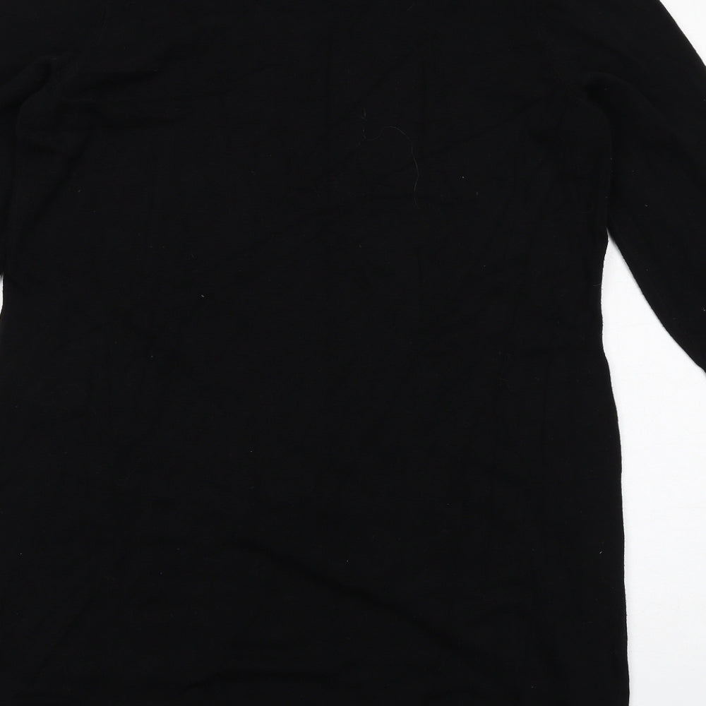 BHS Womens Black Colourblock Viscose Jumper Dress Size L Round Neck Pullover