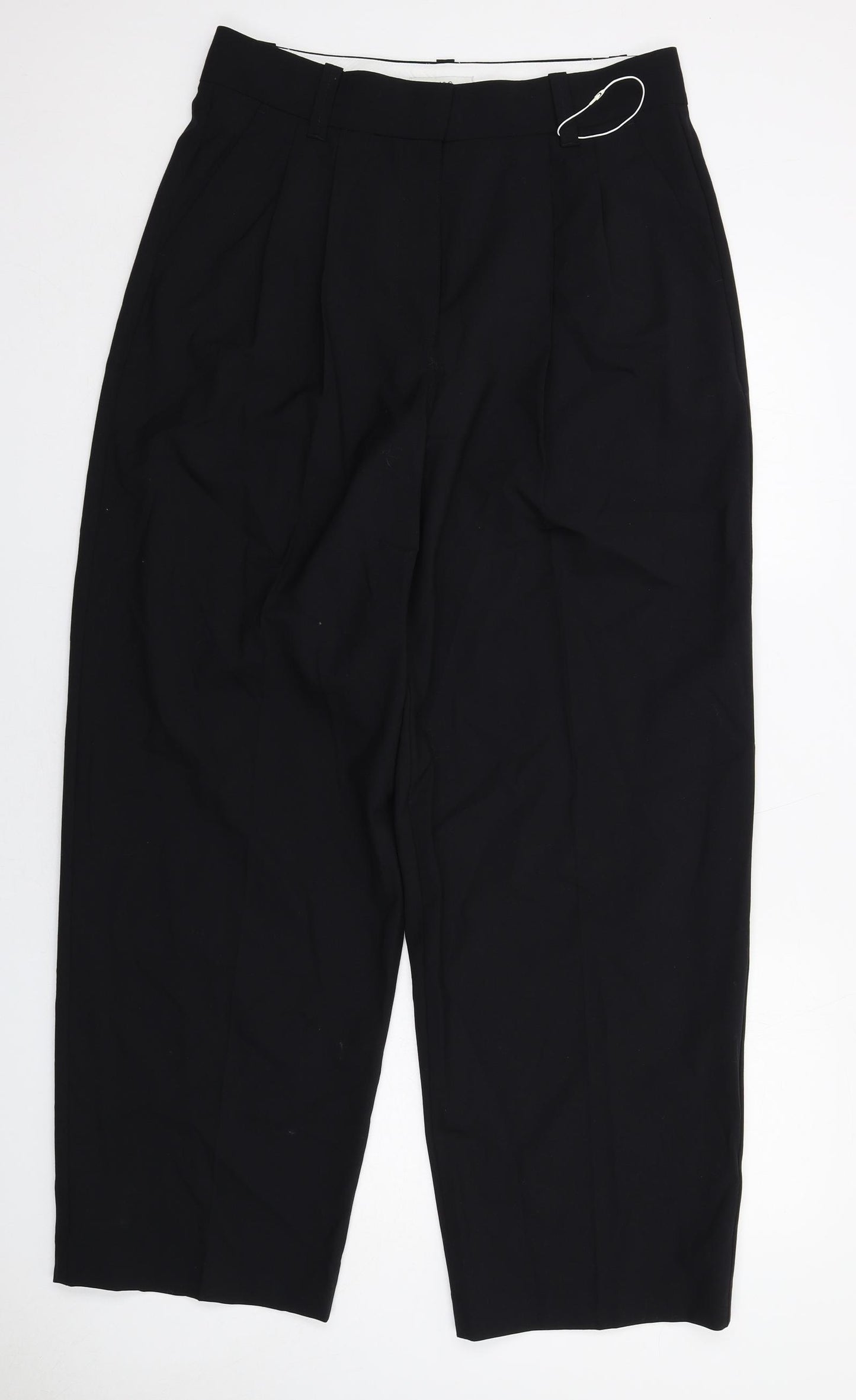 Marks and Spencer Womens Black Polyester Trousers Size 14 Regular Zip