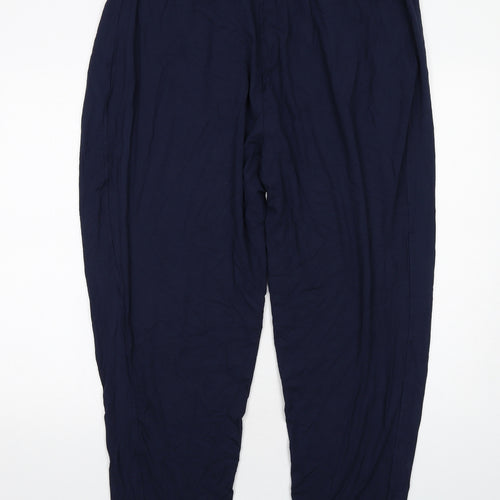 Marks and Spencer Womens Blue Viscose Carrot Trousers Size 20 Regular