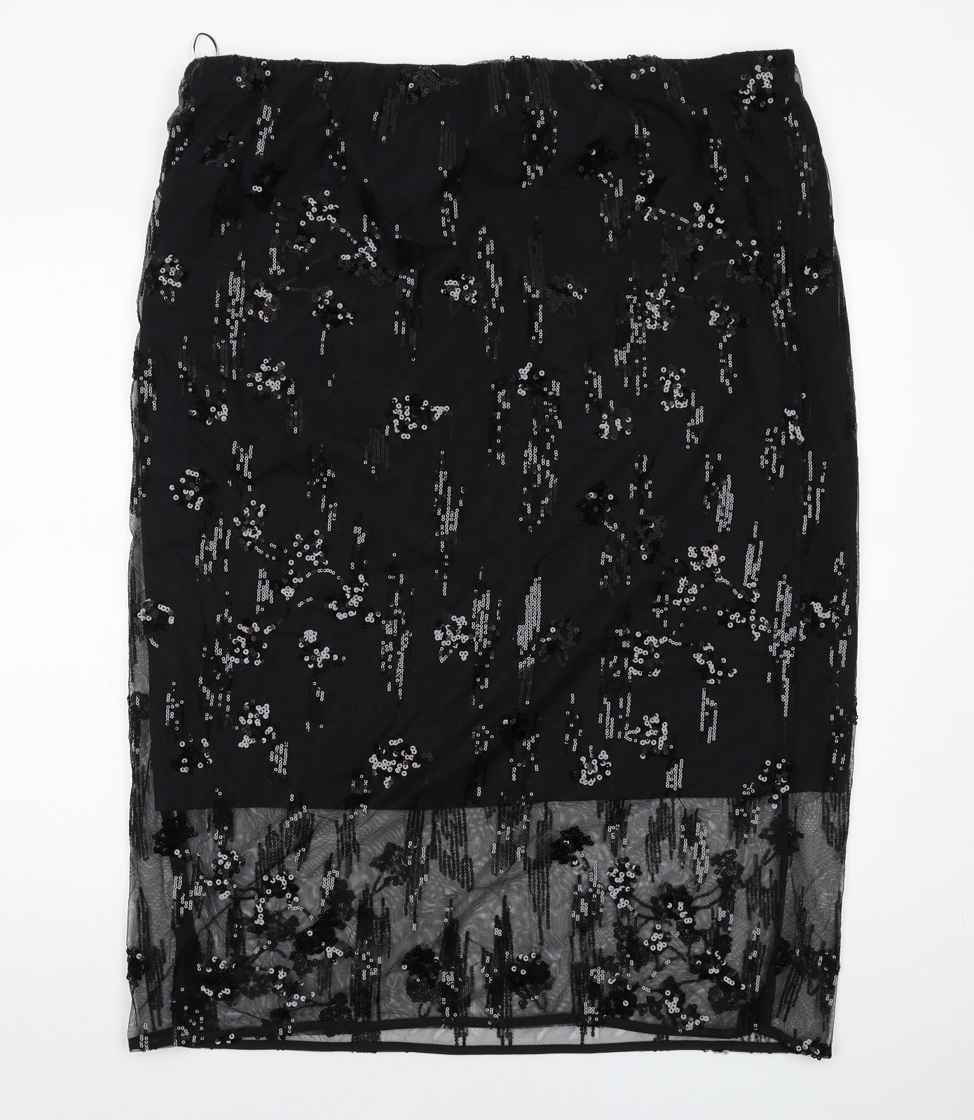 Marks and Spencer Womens Black Geometric Polyester A-Line Skirt Size 22