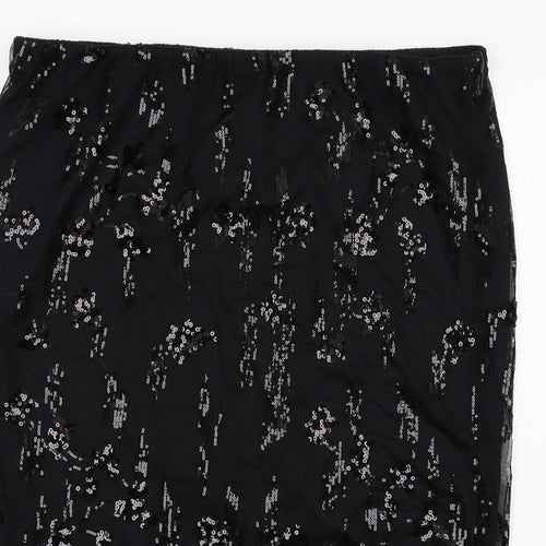 Marks and Spencer Womens Black Geometric Polyester A-Line Skirt Size 22