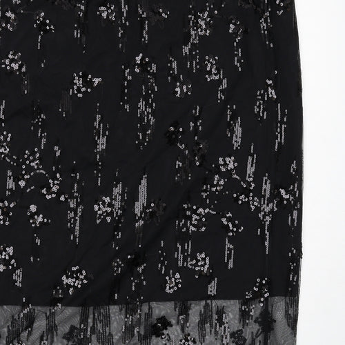 Marks and Spencer Womens Black Geometric Polyester A-Line Skirt Size 22