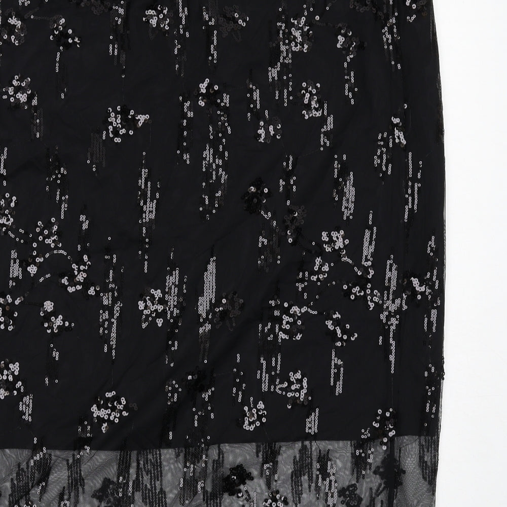 Marks and Spencer Womens Black Geometric Polyester A-Line Skirt Size 22