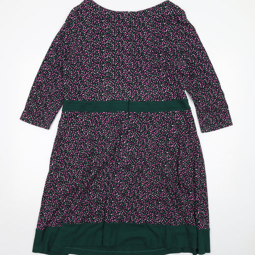 Hobbs Womens Multicoloured Geometric Viscose A-Line Size 18 Round Neck Zip