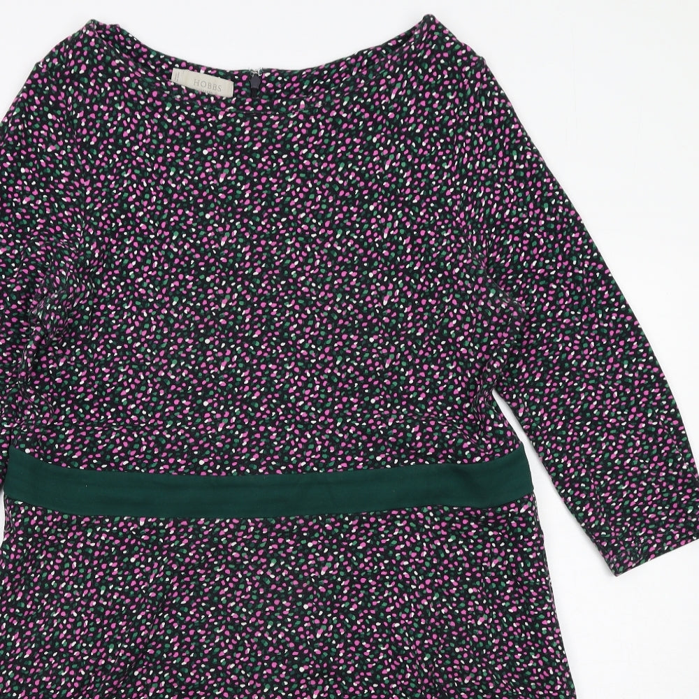 Hobbs Womens Multicoloured Geometric Viscose A-Line Size 18 Round Neck Zip