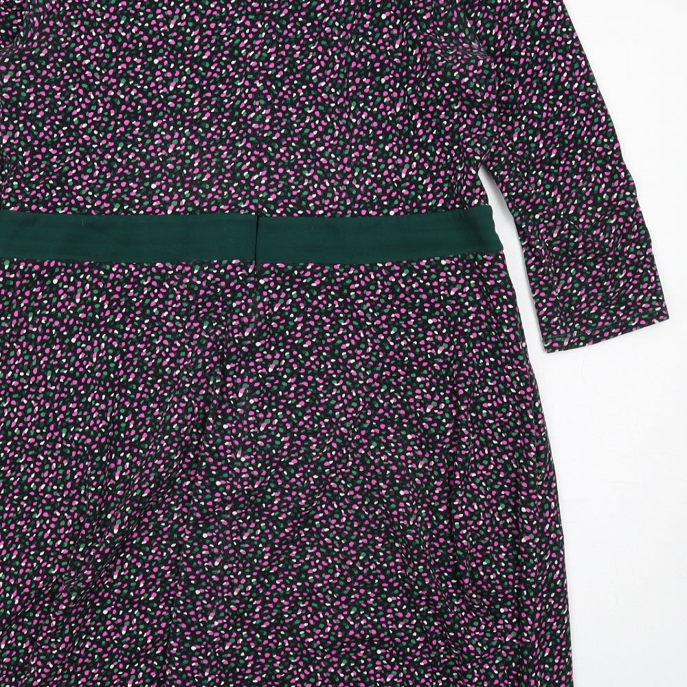 Hobbs Womens Multicoloured Geometric Viscose A-Line Size 18 Round Neck Zip