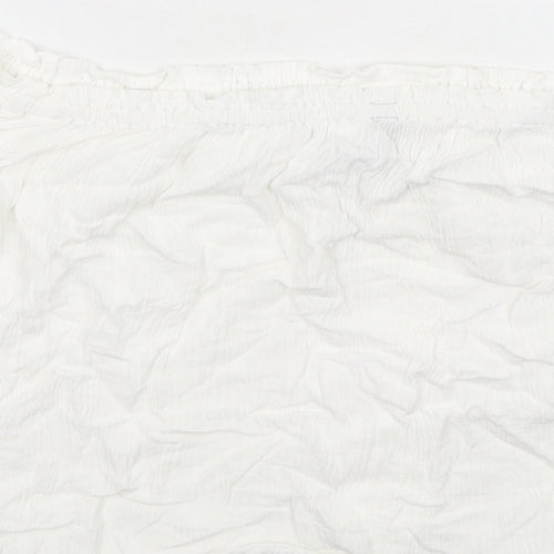 H&M Womens White Viscose Cropped T-Shirt Size 12 Off the Shoulder