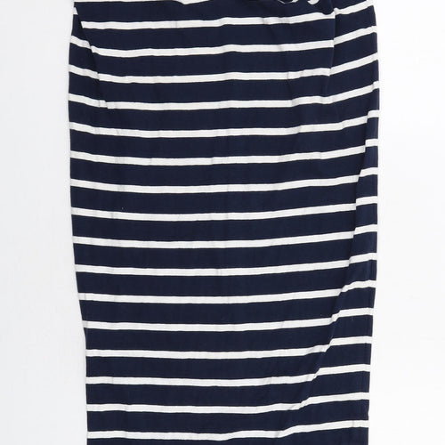 New Look Womens Blue Striped Cotton A-Line Size 12 Off the Shoulder Pullover