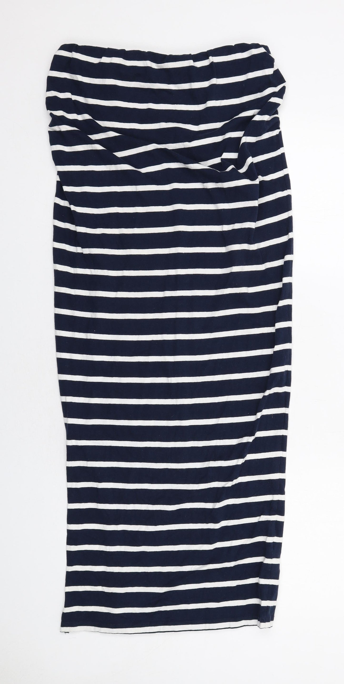 New Look Womens Blue Striped Cotton A-Line Size 12 Off the Shoulder Pullover