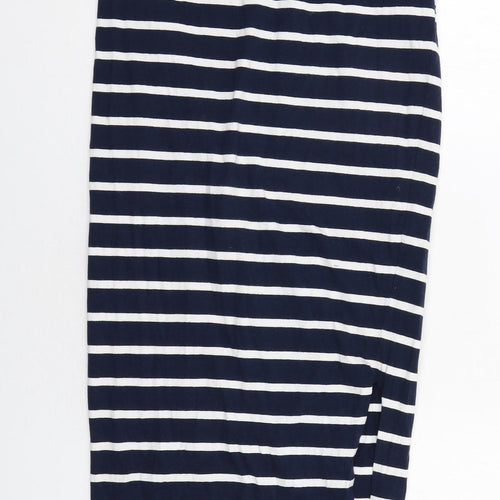 New Look Womens Blue Striped Cotton A-Line Size 12 Off the Shoulder Pullover
