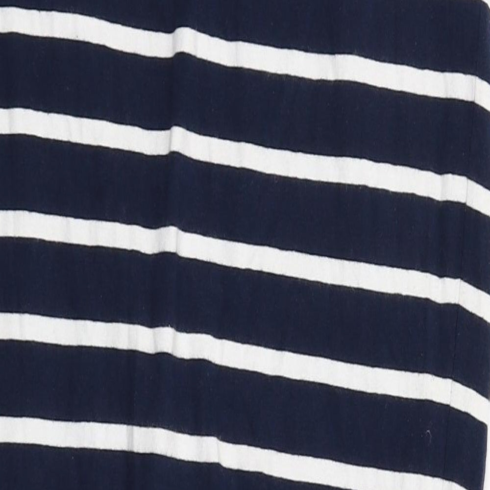 New Look Womens Blue Striped Cotton A-Line Size 12 Off the Shoulder Pullover