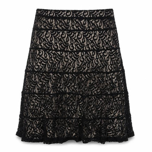 Marks and Spencer Womens Black Geometric Polyamide Swing Skirt Size 12 Zip