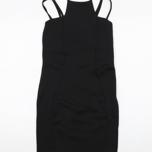 Boohoo Womens Black Polyester Bodycon Size 10 Round Neck Pullover