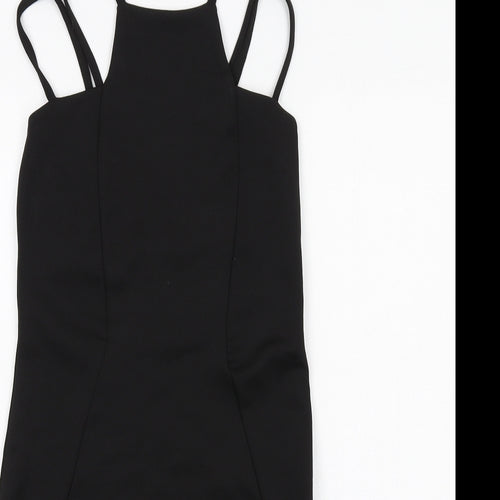 Boohoo Womens Black Polyester Bodycon Size 10 Round Neck Pullover