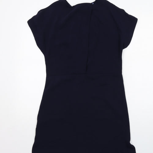 Zara Womens Blue Polyester A-Line Size XS Round Neck Button