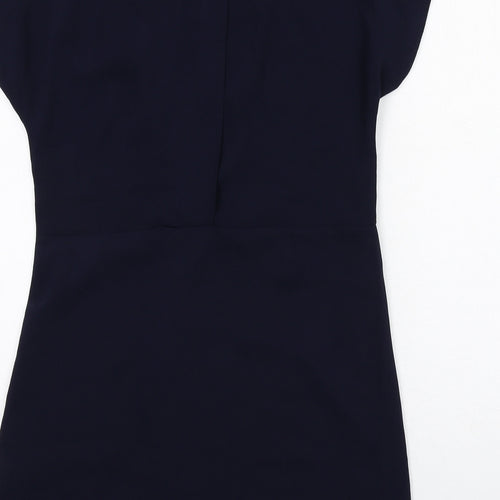 Zara Womens Blue Polyester A-Line Size XS Round Neck Button