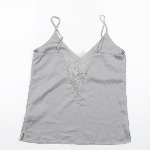 Rut & Circle Womens Grey Polyester Camisole Tank Size XS V-Neck - Lace Detail
