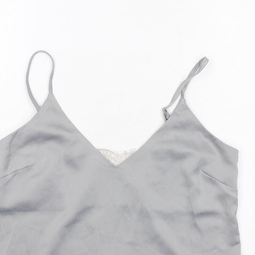 Rut & Circle Womens Grey Polyester Camisole Tank Size XS V-Neck - Lace Detail