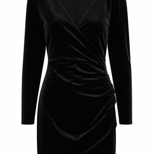 Mango Womens Black Polyester Bodycon Size XS V-Neck Pullover